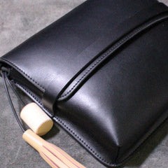 Handmade Leather shoulder bag black tassel for women leather crossbody bag
