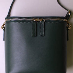 Leather bucket bag shoulder bag Green Red White black for women leather crossbody bag