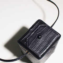 Genuine Leather Cube bag shoulder bag black for women leather crossbody bag