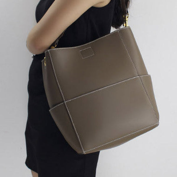 Genuine Leather handbag shoulder bag brown tote for women leather shopper bag