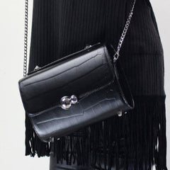 Genuine Leather fashion black shoulder bag for women leather crossbody bag