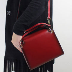 Womens Leather Cube bag shoulder bag black for women leather crossbody bag purse