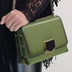 Genuine Leather purse shoulder bag black red for women leather crossbody bag