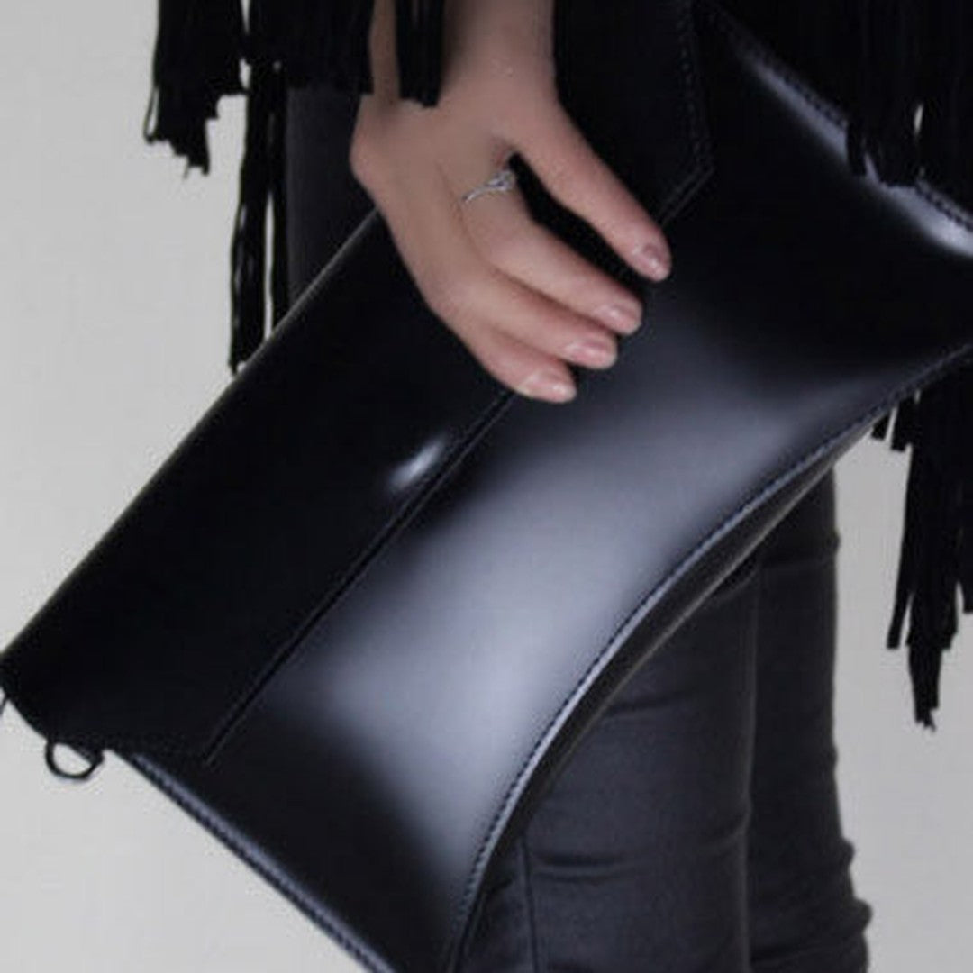 Genuine women leather large black Large clutch purse clutch zip wallet