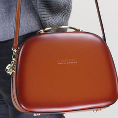 Leather handbag shoulder bag brown red for women leather crossbody bag