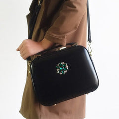 Genuine Leather Round Bag Handbag Purse Shoulder Bag for Women Leather Crossbody Bag