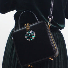 Genuine Leather Square Bag Handbag Purse Shoulder Bag for Women Leather Crossbody Bag