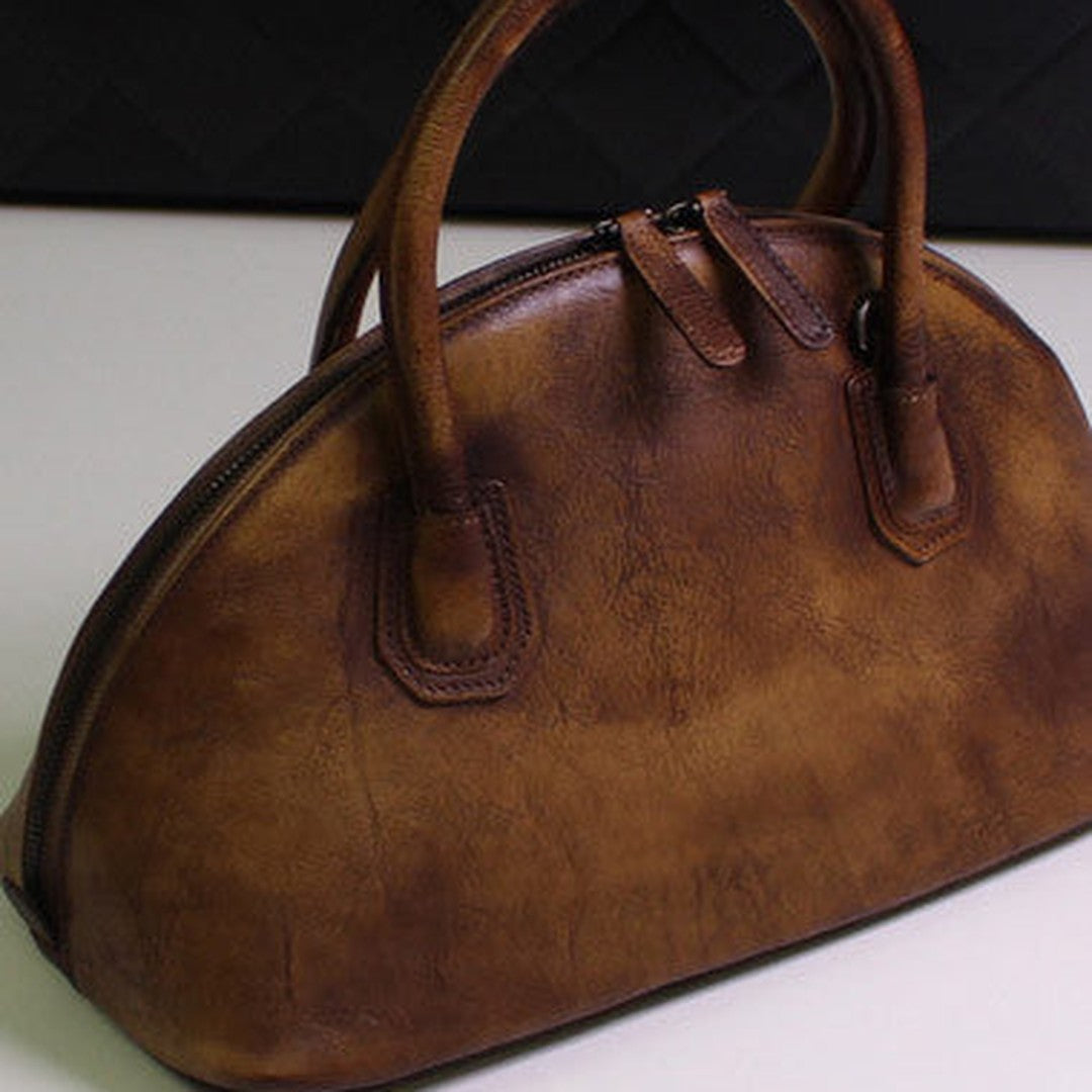 Handmade Leather handbag shoulder bag brown purple for women leather crossbody bag