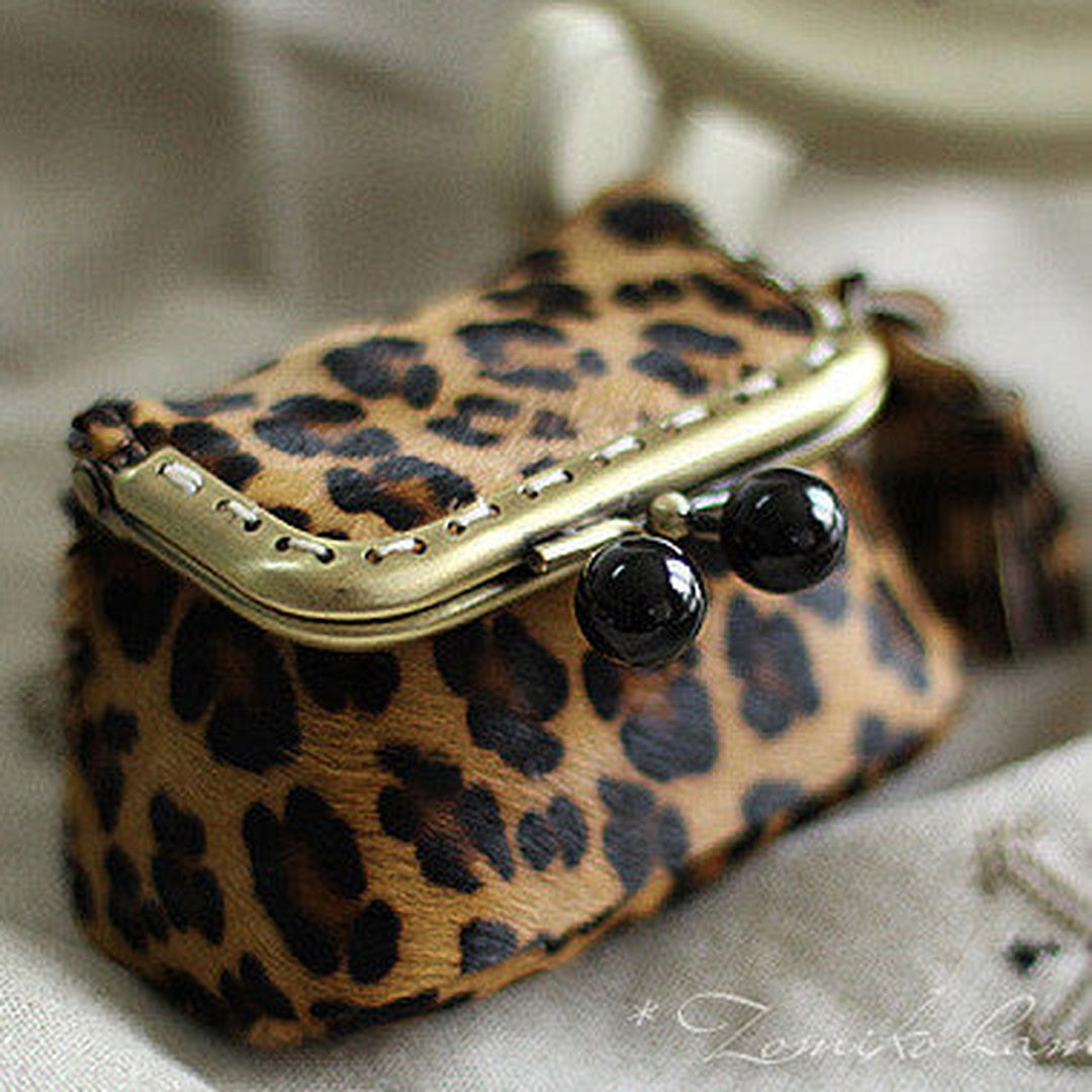 Handmade cute womens leather small change purse coin wallet pouch for women