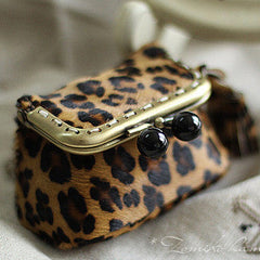 Handmade cute womens leather small change purse coin wallet pouch for women