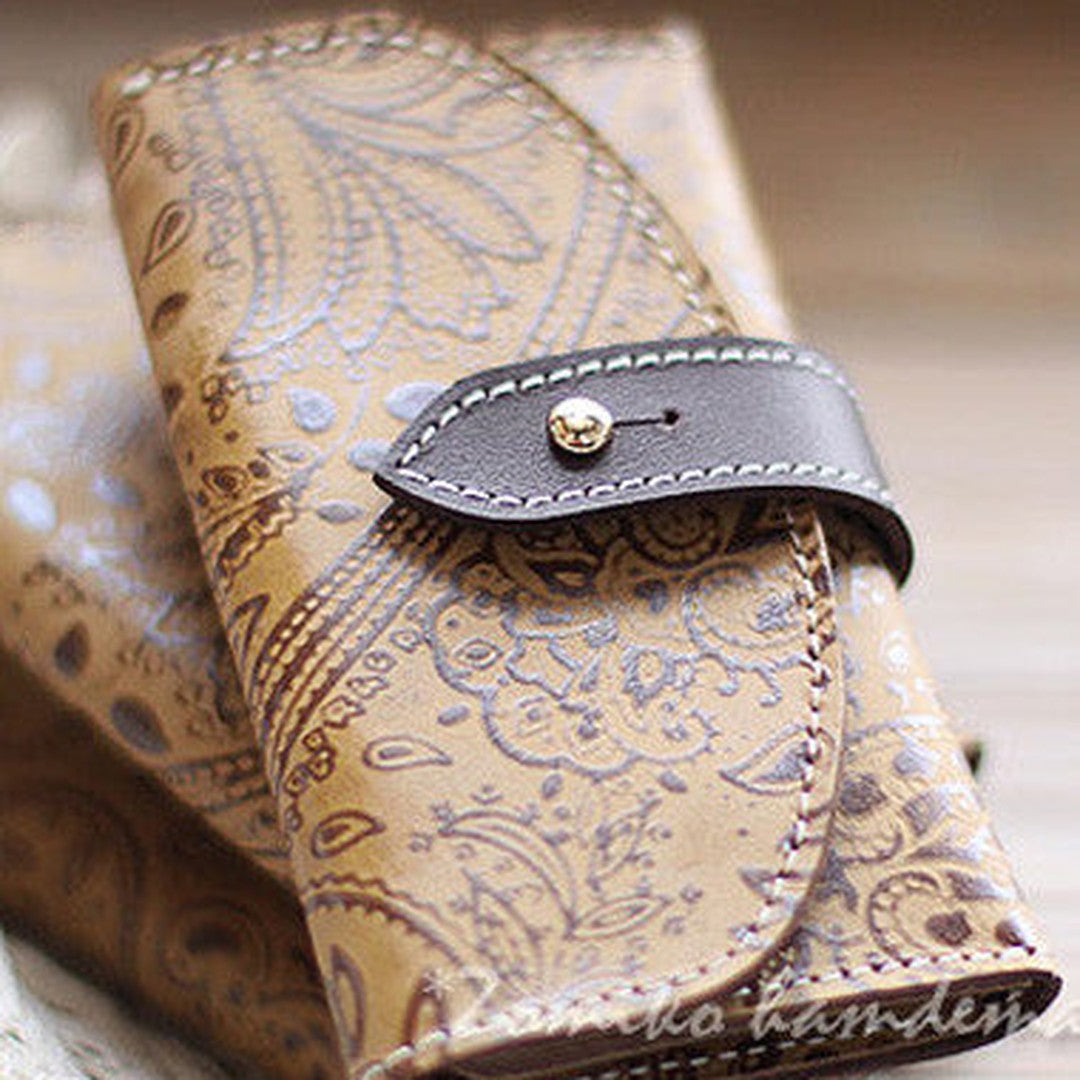 Handmade vintage classic rustic leather small keys wallet pouch purse for women/lady girl
