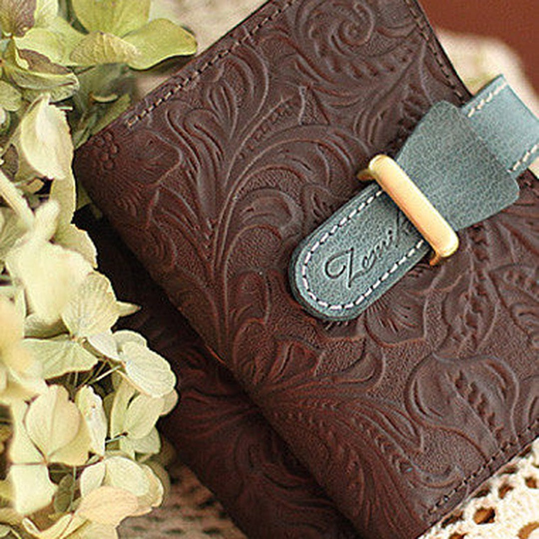 Handmade vintage rustic retro leather small ID cards wallet pouch purse for women/lady girl