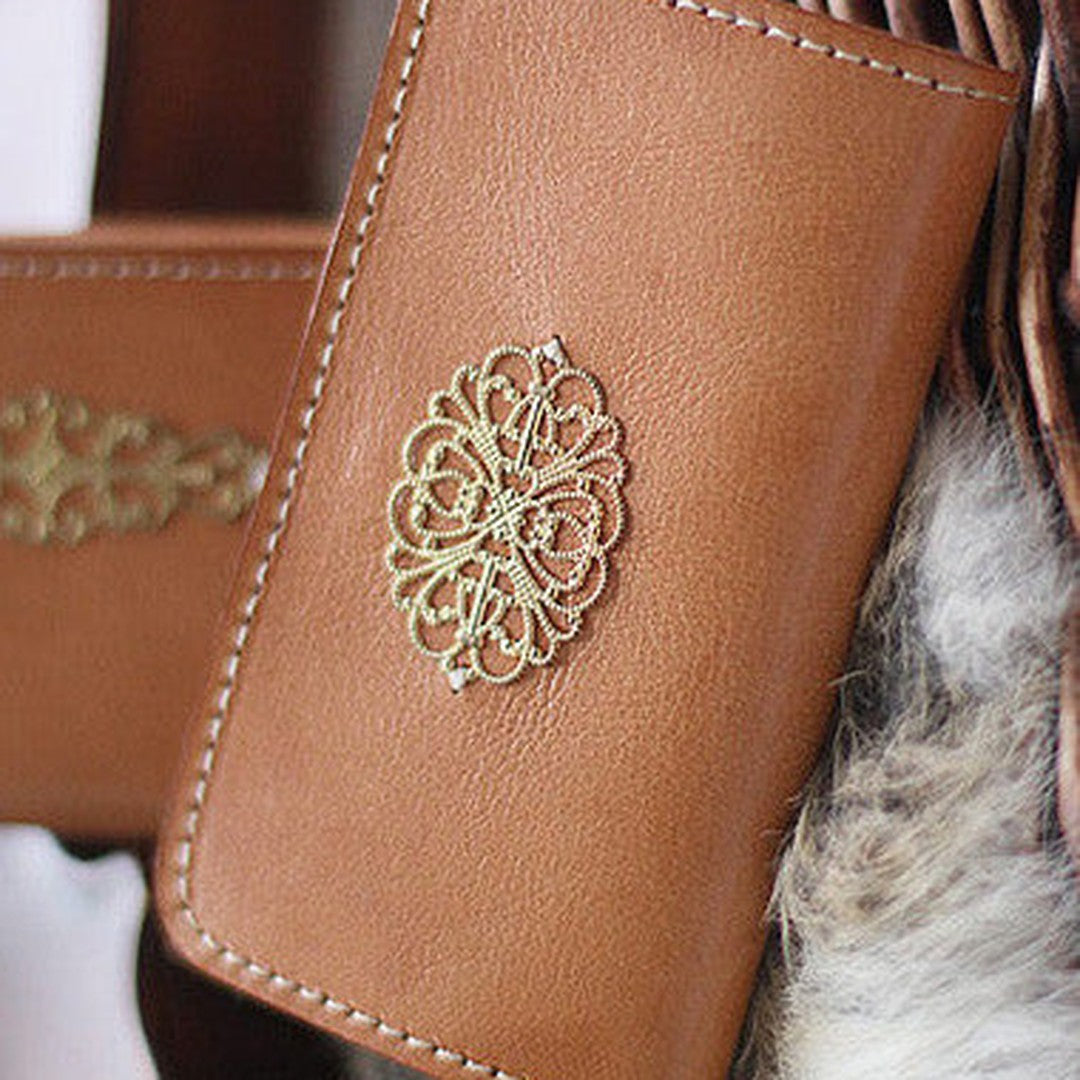 Handmade vintage pretty flower leather small keys wallet pouch purse for women/lady girl