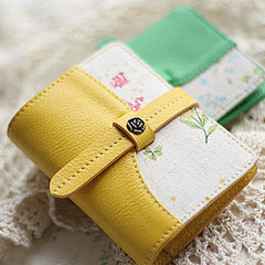 Handmade sweet cute pretty fabric leather small cards wallet pouch purse for women/lady girl