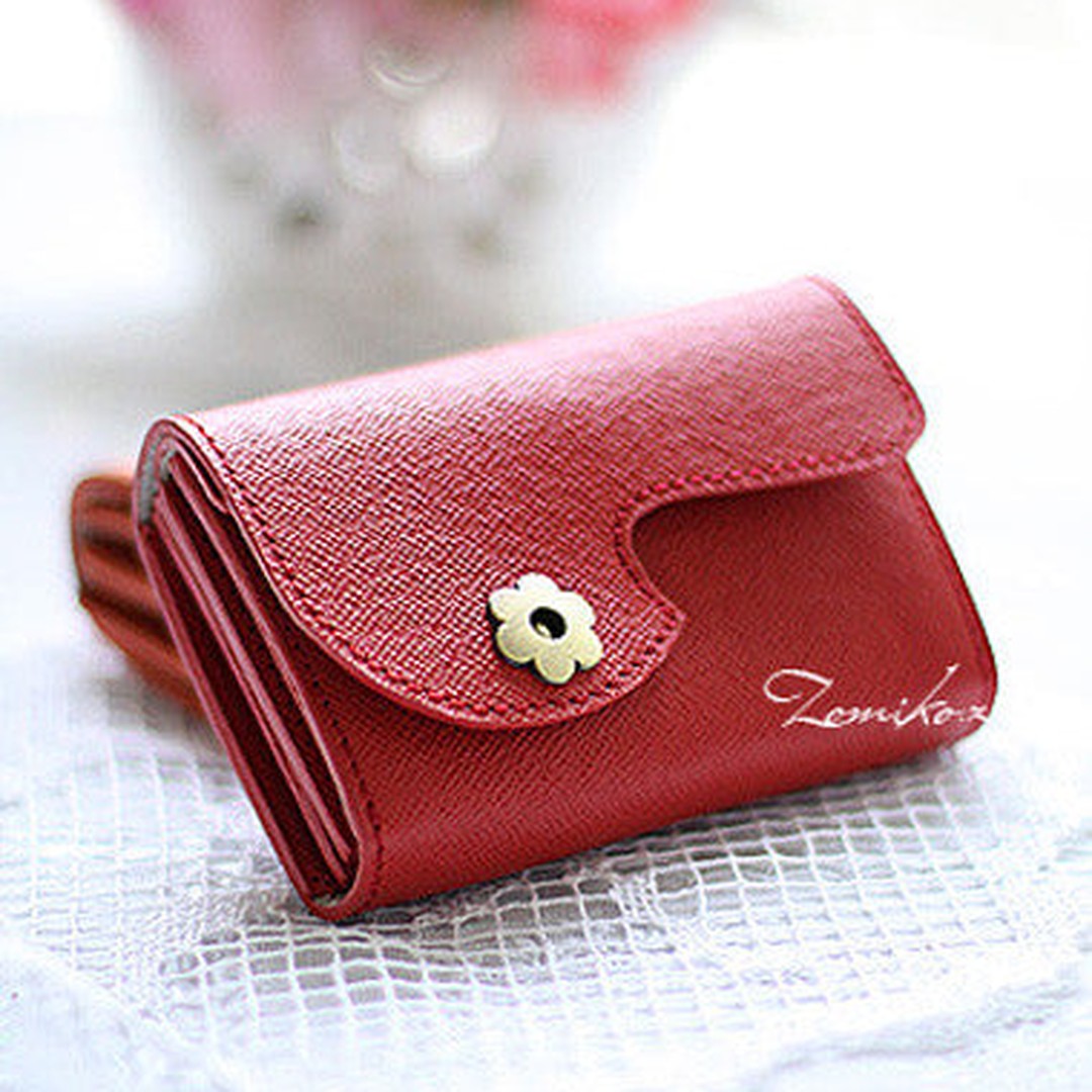 Handmade sweet modern leather small change coin wallet pouch purse for women/lady girl