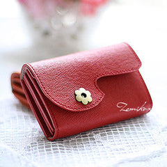 Handmade sweet modern leather small change coin wallet pouch purse for women/lady girl