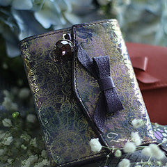 Handmade vintage cute bowknot leather billfold bifold wallet for women/lady