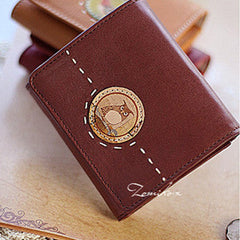 Handmade vintage custom sweet cute leather billfold trifold wallet for women/lady