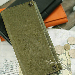Handmade vintage womens leather long wallets Long bifold wallet for women