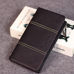 Leather men clutch black vintage zip multi cards clutch men long wallet purse clutch