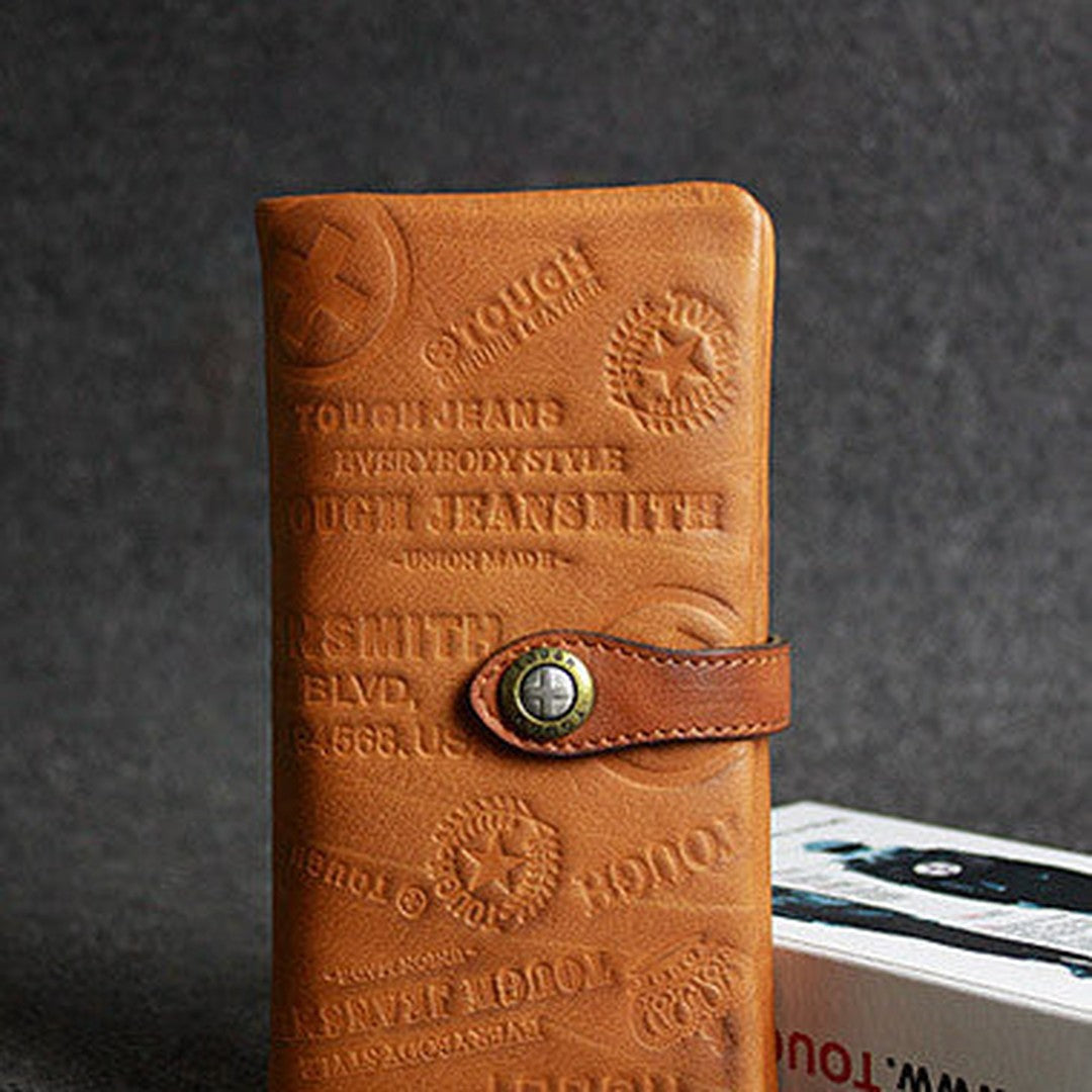 Handmade leather men wallet clutch brown vintage clutch men long wallet purse clutch