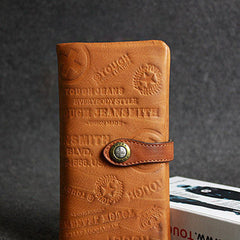 Handmade leather men wallet clutch brown vintage clutch men long wallet purse clutch