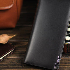 Leather men long wallet clutch black vintage modern clutch men phone purse clutch