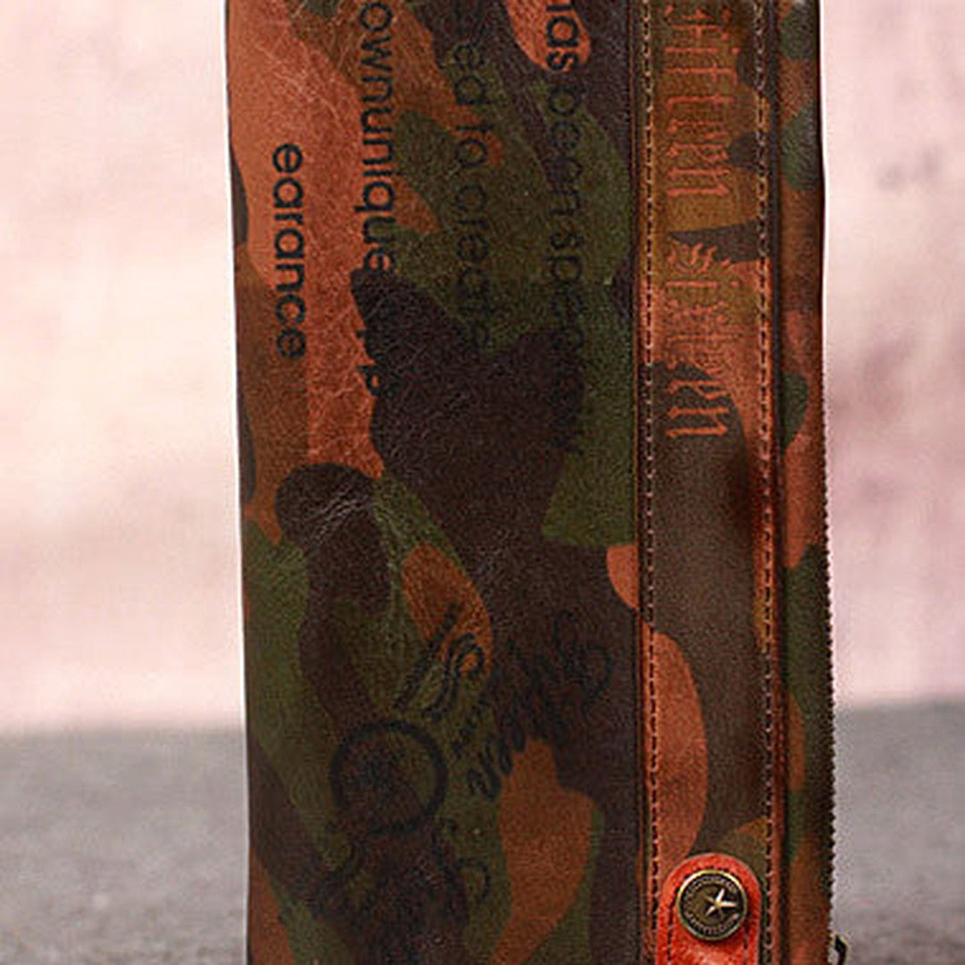 Leather camouflage men clutch long wallet vintage clutch long wallet purse clutch