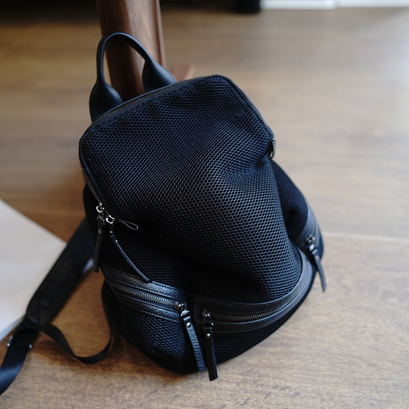 black leather nylon backpack purse Nylon Leather Backpack Black Womens Travel Backpack Purse Nylon Net School Rucksack for Ladies