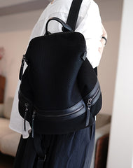 Nylon Leather Backpack Black Womens Travel Backpack Purse Nylon Net School Rucksack for Ladies