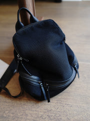 Nylon Leather Backpack Black Womens Travel Backpack Purse Nylon Net School Rucksack for Ladies