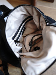 Nylon Leather Backpack Black Womens Travel Backpack Purse Nylon Net School Rucksack for Ladies
