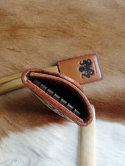 Tooled Leather Key Wallet Key Holders with Card Holder Yellow Carp Leather Key Wallets - iwalletsmen
