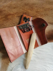 Tooled Leather Key Wallet Key Holders with Card Holder Yellow Carp Leather Key Wallets - iwalletsmen