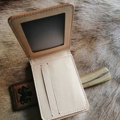 Floral ID Holder Wallet Mens Wallet with ID Window?Flower Tooled Leather Wallet Card Wallet with ID Window 