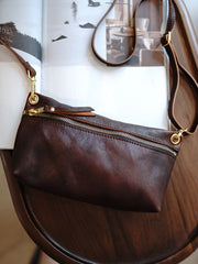 Brown Leather Small Shoulder Bag Trendy Women Brown Crossbody Purse for Women