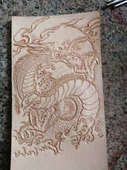 Tooled Leather Key Wallet Key Holders with Card Holder Loong Chinese Dragon Leather Key Wallets - iwalletsmen
