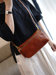 Coffee Leather Small Shoulder Bag Trendy Women Brown Crossbody Purse for Women