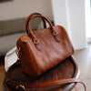Coffee Leather Boston Handbag Trendy Women Boston Crossbody Purse for Women