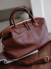 Classic Coffee Leather Large Work Shoulder Bag Women Large Work Handbag for Women