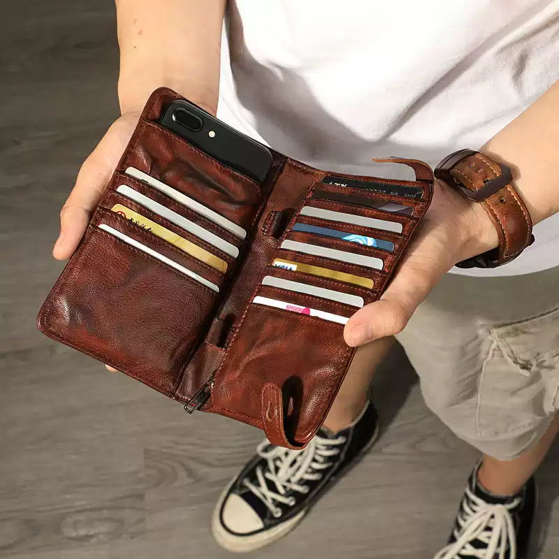 Mens Bifold Leather Wallet With Pen Holder - Card Holder Detail