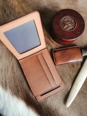 Tiger Wallet Tooled Leather Wallet Card Wallet with ID Window Tiger Wallet ID Holder Wallet Mens Wallet with ID Window
