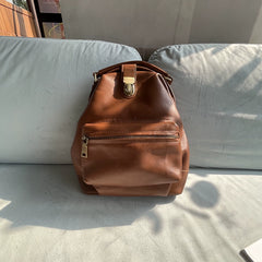 Handmade Womens Tan Leather Doctor Backpack Purse Shoulder Doctor Handbags for Women