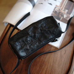 Black Leather Small Phone Shoulder Bag Vintage - Side View
