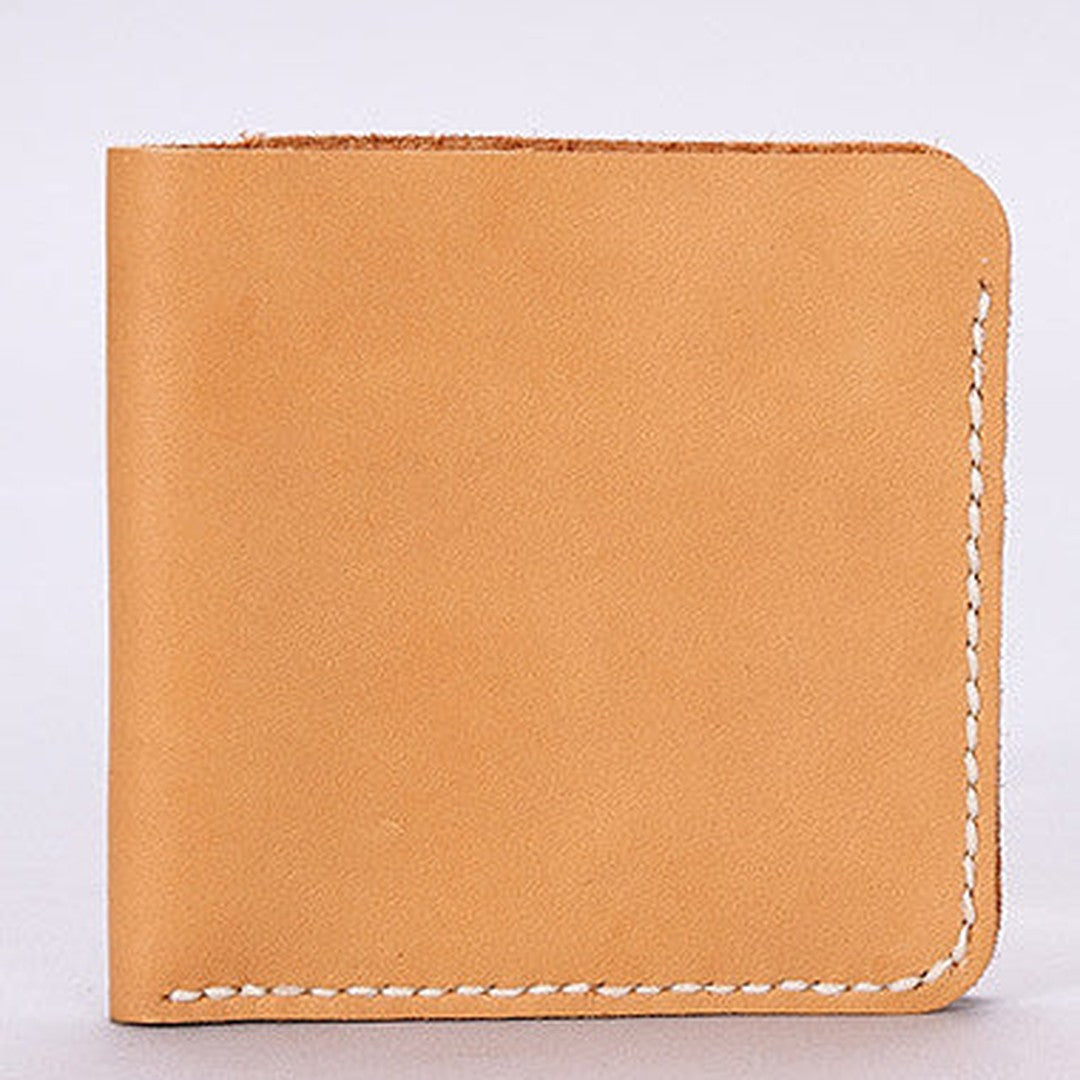 Handmade leather wallet yellow minimalist slim leather billfold card wallet for men