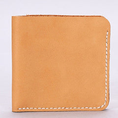 Handmade leather wallet yellow minimalist slim leather billfold card wallet for men