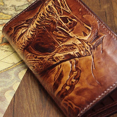 Handmade League of Legends LOL the-Butcher-of-the-Sands_Renekton carved leather custom long wallet for men gamers