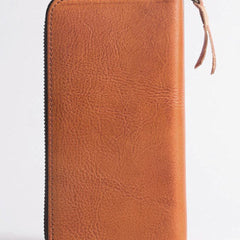 Cool Leather mens bifold long wallet leather zipper clutch wallet for men