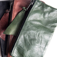 Handmade long wallet leather men phone zip clutch vintage wallet for men