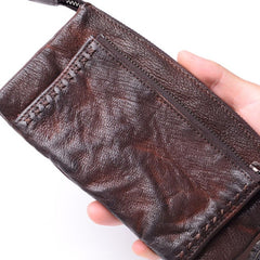 Leather biker Long trucker wallet leather chain men Coffee biker long wallet